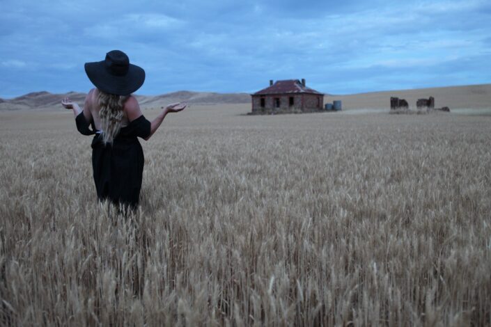 portrait girl in field